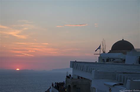 place    sunset  santorini greece