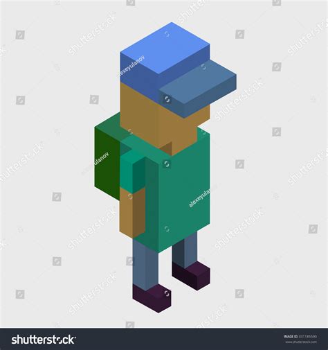 Vector 3d Pixel Art Voxel Character Stock Vector 331185590 - Shutterstock