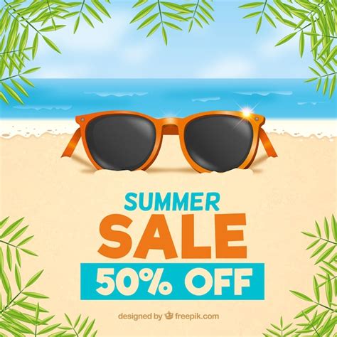 Fondo De Venta De Verano Con Playa Vector Gratis