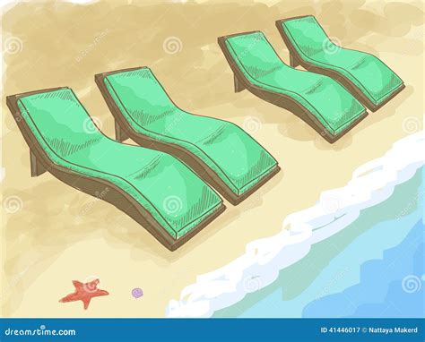 Background Watercolor Sketch of Beach Chair. Stock Vector ...