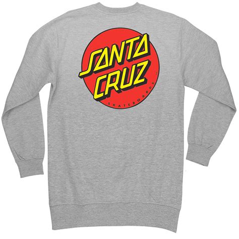 Mens Sweatshirt Crewneck Santa Cruz Classic Dot (Heather Grey)