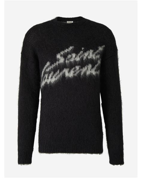 Saint Laurent 90 S Logo Knit Sweater In Black For Men Lyst