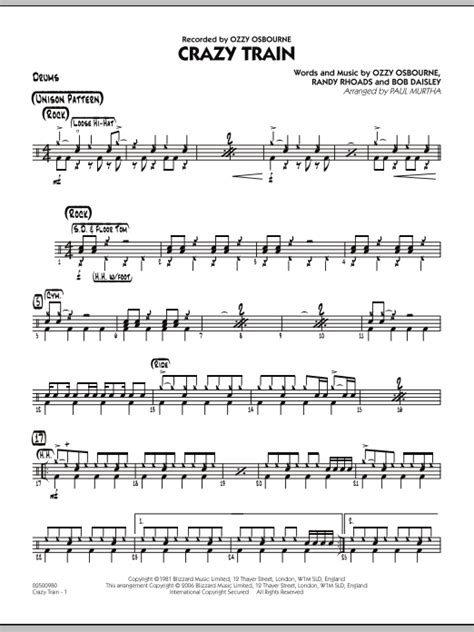 Crazy Train Drums By Paul Murtha Sheet Music For Jazz Ensemble At Sheet Music Direct