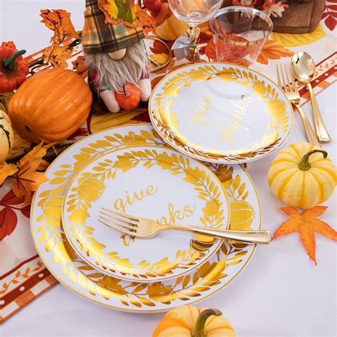 Snapklik WELLIFE 150Pcs Thanksgiving Gold Plastic Plates