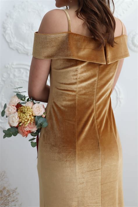 Marigold Velvet Bridesmaid Dress Gold Velvet Prom Dress V Etsy