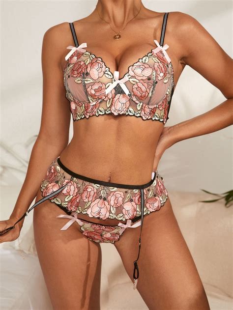 Floral Embroidery Sheer Mesh Underwire Lingerie Set Artofit