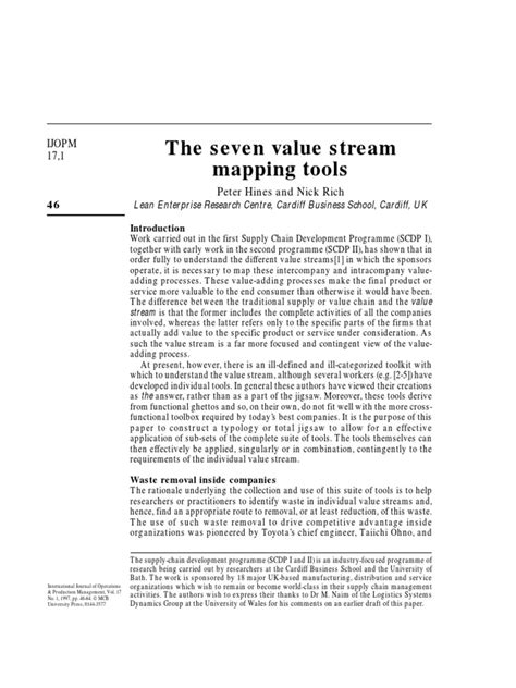 The 7 Value Stream Mapping Tools Hines And Rich Pdf Business