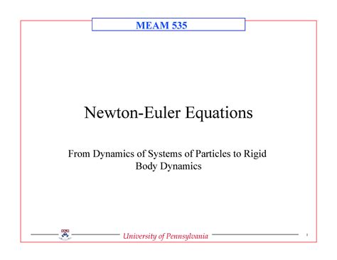 Newton Euler 11 1 Newton Euler Equations From Dynamics Of Systems Of