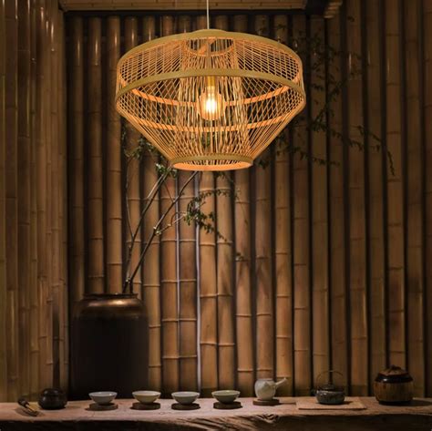 Bamboo Rattan Pendant Light Nature Light Fixture Woven Lampshade