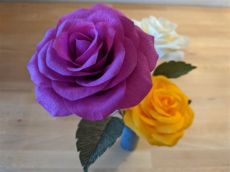 Downloadable Fine Crepe Paper Rose Templatepdf Printable Downloaddiy