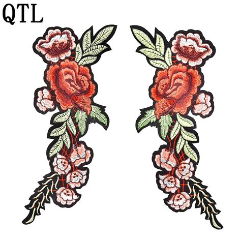 1PCS Embroidery Rose Flowers Patches For Clothing Iron On Patches For