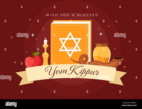 Yom Kippur Celebration Hand Drawn Cartoon Flat Illustration To Day Of