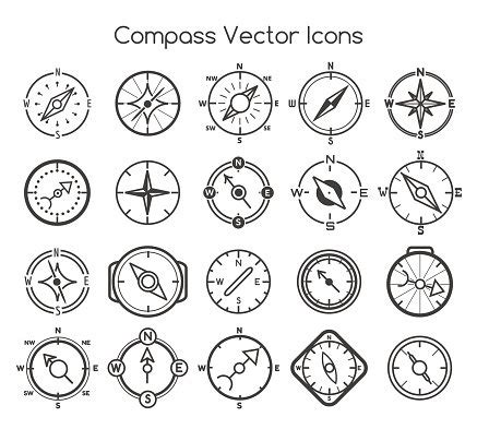 Compass Line Icons Stock Clipart Royalty Free Freeimages