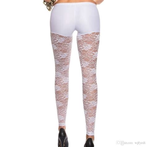 2021 White Metallic Shorts Attached Sexy Lace Leggings Zippered Adult Leggings Slim Pencil Pants