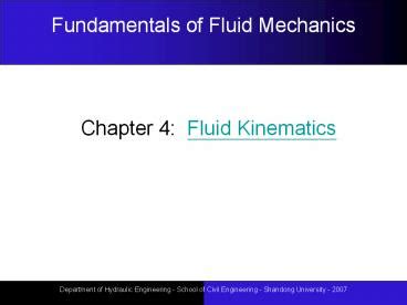 PPT Chapter 4 Fluid Kinematics PowerPoint Presentation Free To