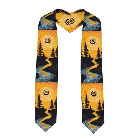 Hirioo Sunset River Pine Trees For 72 Graduation Shawl Stole Unisex