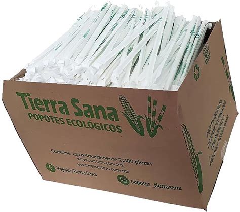 Popotes Biodegradables Tierra Sana Hechos con Maíz Biodegradables en