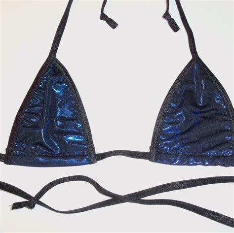 Micro Bikini W Side Tie G String Metallic Blue Slinky W Etsy