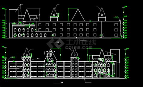 某幼儿园建筑cad设计平面立剖面图纸幼儿园土木在线