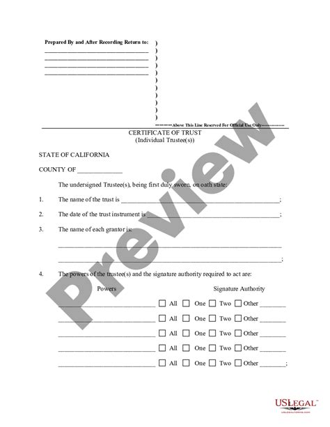 California Certificate Of Trust By Individual Certification Of Trust California Us Legal Forms