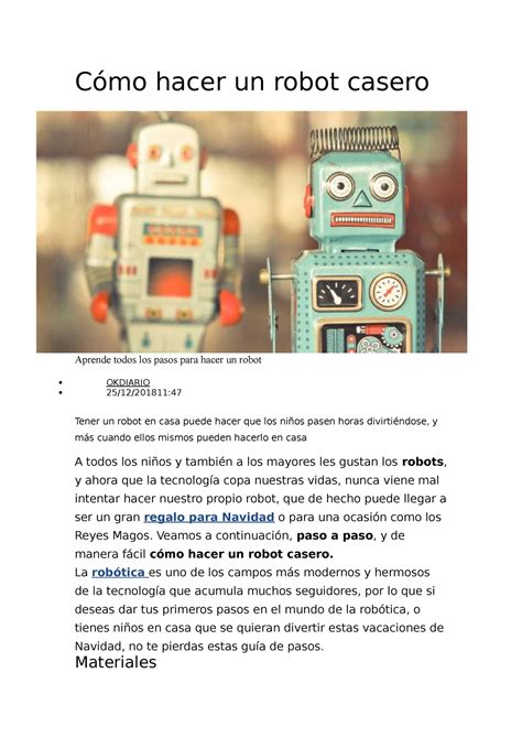 Cómo hacer un robot casero Cómo hacer un robot casero Aprende todos