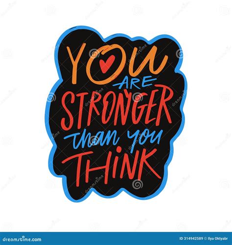 You Are Stronger Than You Think Phrase Colorful Modern Typography Lettering Vector Art Stock