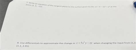 Solved Please Hekp 7 Write An Equation Of The Tangent Plane