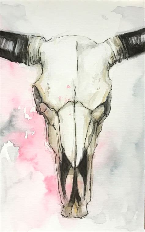 Longhorn skull study in 2024 | Skull painting, Animal skull drawing ...