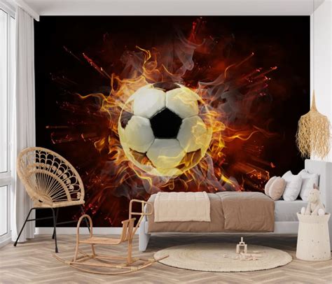 Flamy Football Wallpaper Mural - Magic Decor