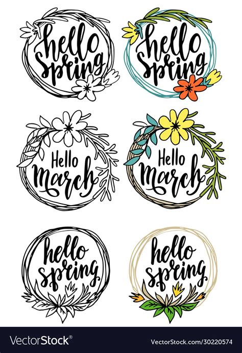 Hand Drawn Lettering Hello Spring Card Royalty Free Vector