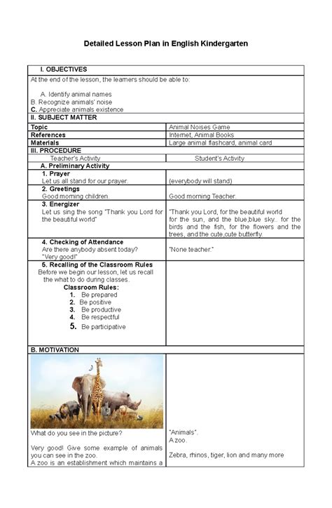 Nursery Lesson Plans Examples