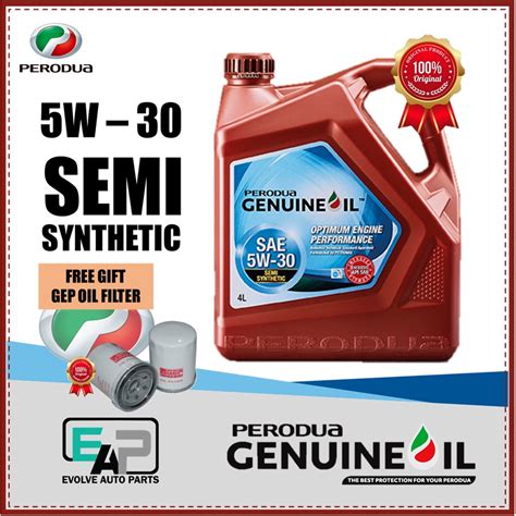 PERODUA GENUINE OIL 4 Liter 5W 30 Semi Synthetic Engine Oil Shopee