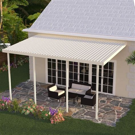 Integra Ft X Ft Ivory Aluminum Attached Solid Patio Cover With