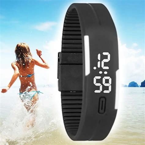 Sports Bracelet Led Digital Wrist Watch Womens Mens Rubber Touch Screen