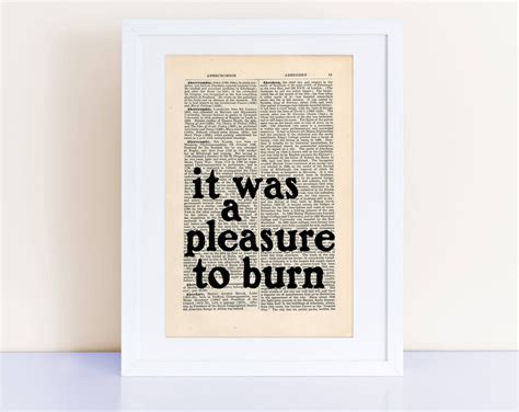 Fahrenheit 451 by Ray Bradbury Quote Print on an Antique Page, First ...