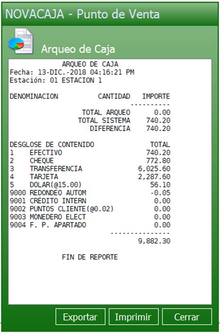 Arqueo De Caja Documentaci N Novacaja