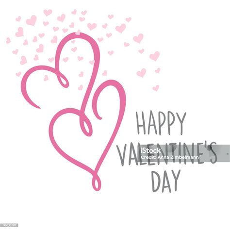 Happy Valentines Day Lettering Card Vector Illustration Stock