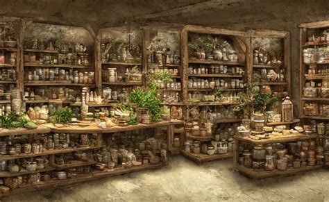 An Herbalist Shop Adobe Wall A Simple Brick Counter Stable Diffusion