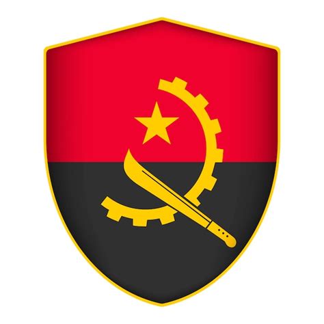 Bandeira de angola em forma de escudo ilustração vetorial Vetor Premium