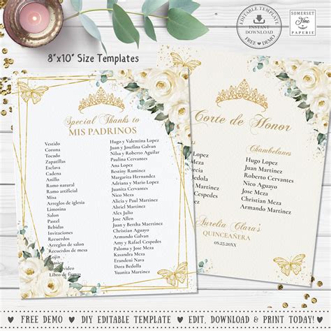 Quince list of padrinos – Artofit