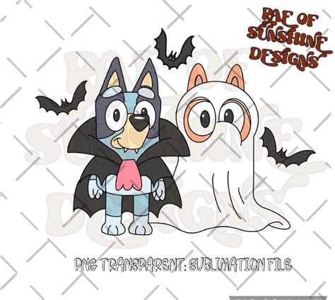 Bluey And Bingo Halloween Bats Bingo Ghost Bluey Vampire Trick Or