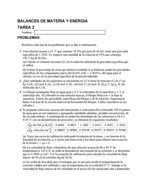 Bmy E B T Ejercicios Balance Materia Y Energia Balances De