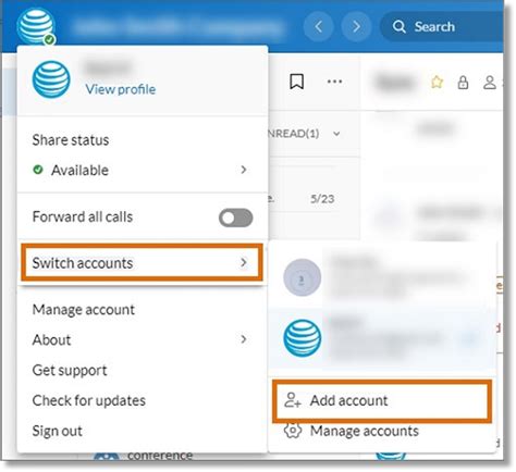 switching  accounts   att officeathand desktop  web