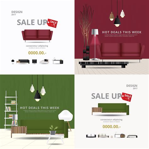 2 Banner Furniture Sale Design Template Vector Illustration 641544