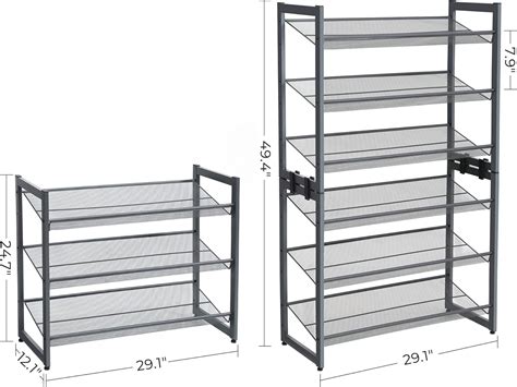 Songmics Zapatero Apilable De Niveles Con Estantes Planos O Angulados