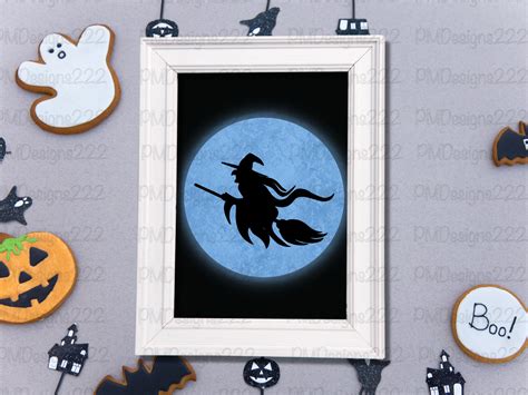 Flying Witch Silhouette, Halloween Clipart, Witch Graphic for Halloween Decor, Witch Clipart ...