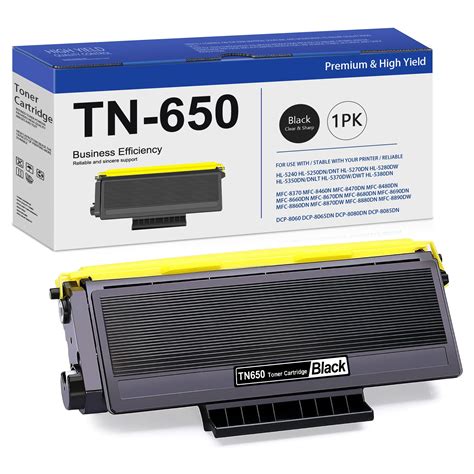 Tn650 Toner Cartridge 1 Black Replacement For Brother Hl 5240 5270dn