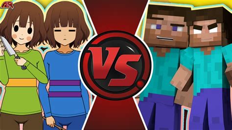 Chara And Frisk Vs Steve And Herobrine Undertale Vs Minecraft Cartoon Fight Club Bonus