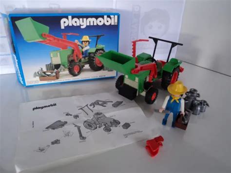 PLAYMOBIL VINTAGE FERME Tracteur Fermier Pots Lait Set 3500 V2 De 1983