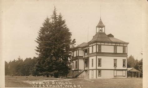 Public School in Westport Washington Postcard